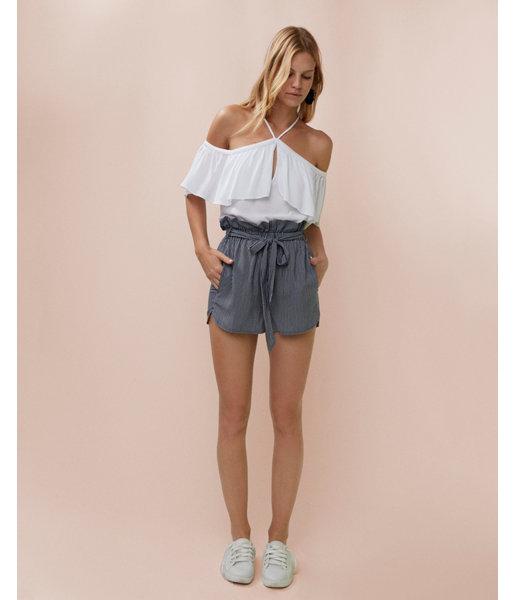 Express Womens High Waisted Striped Sash Waist