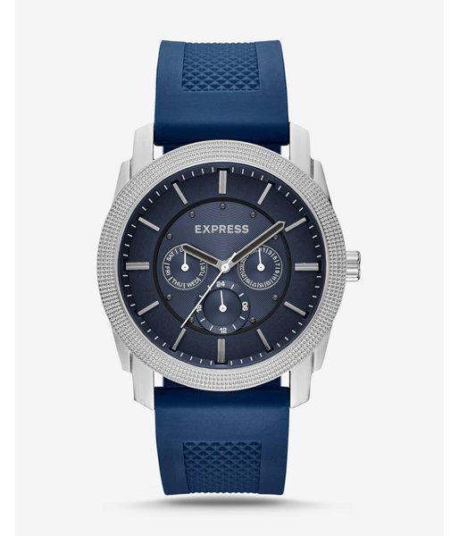 Express Mens Rivington Textured Silicone Multifunction Watch - Navy