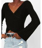 Express Womens Surplice Bell Sleeve Pullover