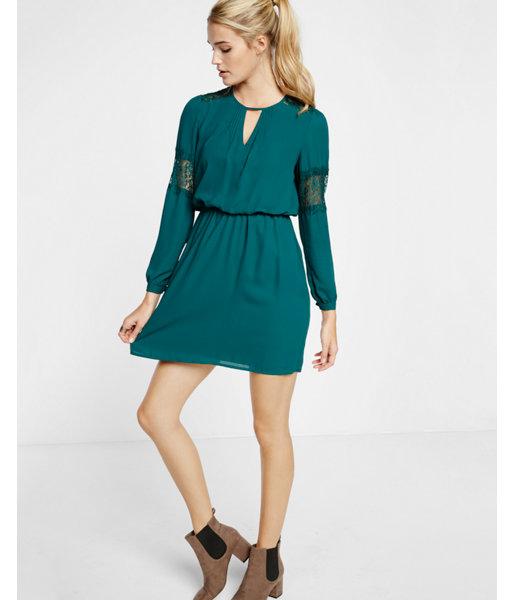 Express Lace Inset Elastic Waist Dress