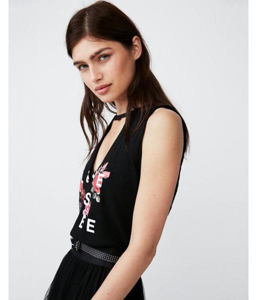 Express Womens Love Is Free Lace Back Graphic Tank