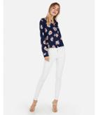 Express Womens Printed Cropped Button-up
