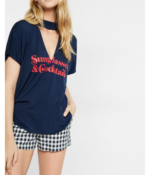 Express Sunglasses And Cocktails Choker Tee