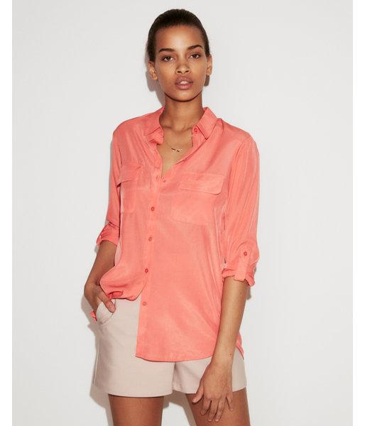 Express Womens Petite Solid City Shirt By Express