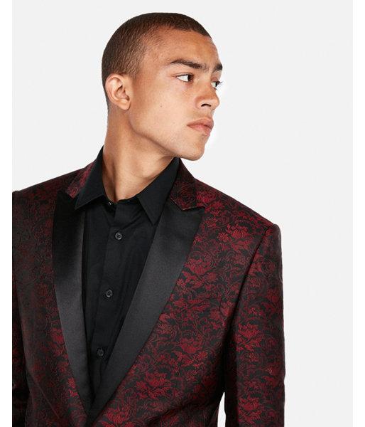 Express Mens Slim Floral Jacquard Tuxedo Jacket
