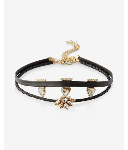 Express Womens Stone Burst And Triangle Choker Necklace