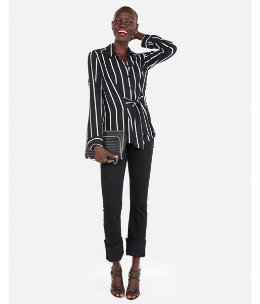 Express Womens Striped Tie Front One Pocket