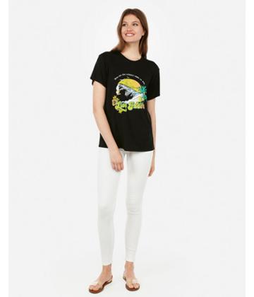 Express Womens Tropical Live Free Graphic Crew Neck Boyfriend Tee
