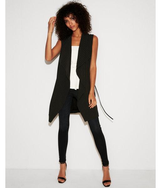 Express Womens Sleeveless Drape Sash Waist Jacket
