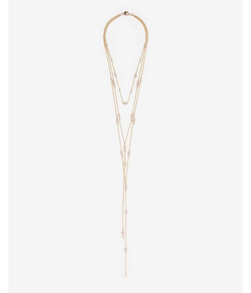 Express Womens Bead Layered Y Necklace