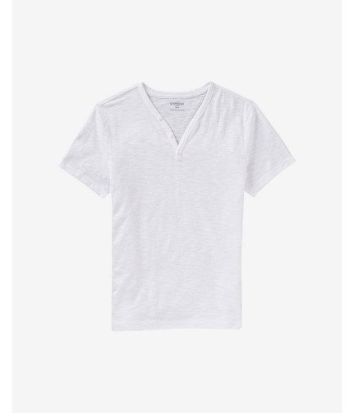 Express Mens Slub Knit Y-neck Henley T-shirt
