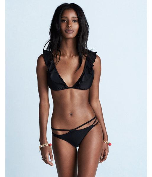 Express Womens Solid Ruffle Triangle Bikini