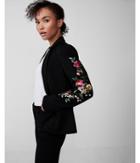 Express Womens Floral Embroidered One Button Blazer