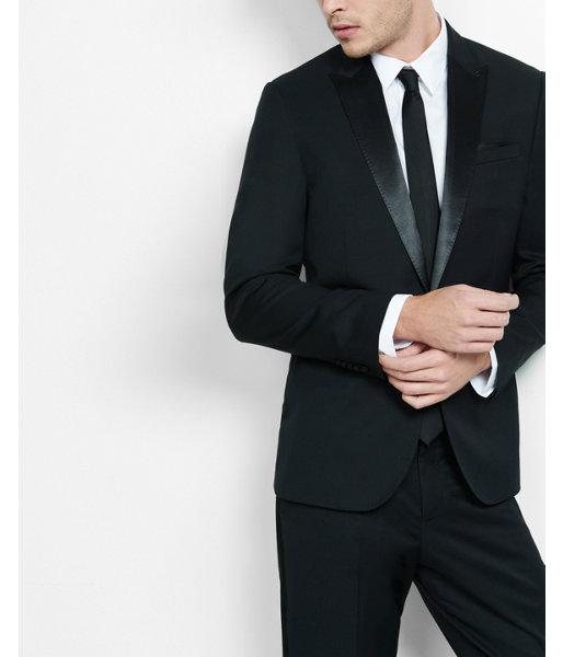 Express Mens Slim Photographer Satin-button Wool Blend Tuxedo Jacket