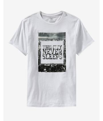 Express Mens White City Never Sleeps Graphic T-shirt