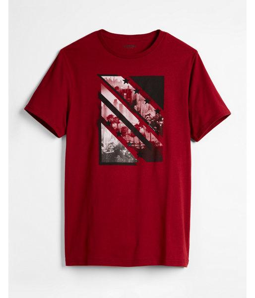 Express Mens Diagonal City Crew Neck Graphic Tee