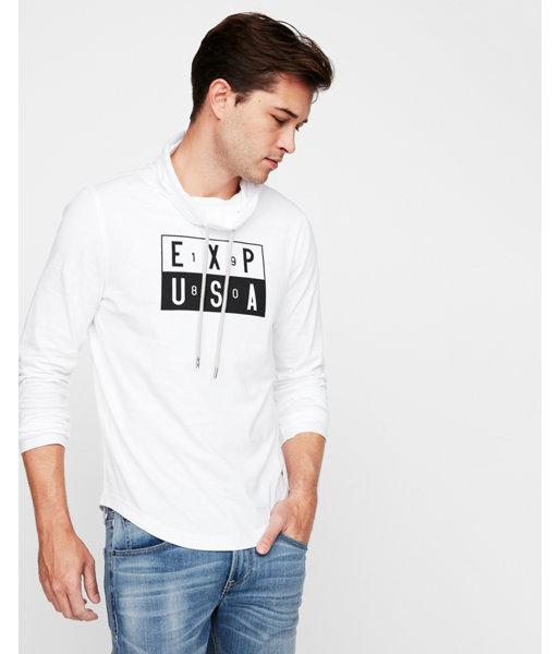Express Mens Funnel Neck Express Usa Logo Graphic Tee