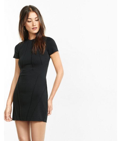 Express Womens Black Pintucked Short Sleeve