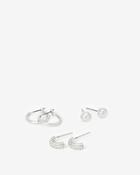 Express Womens Set Of Three Hoop & Post Back Earrings