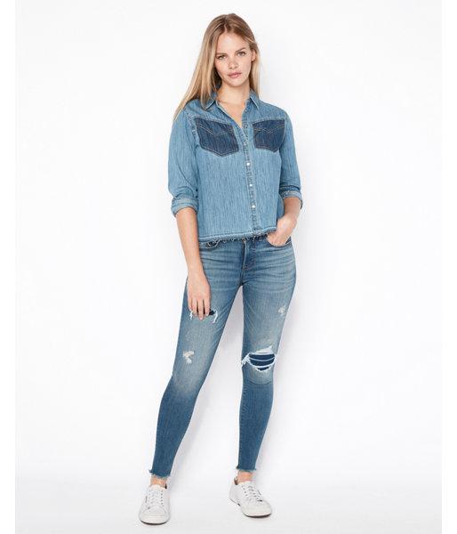 Express Womens Cropped Raw Hem Denim