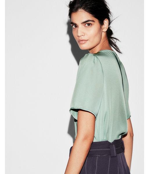 Express Womens Petite Satin V-neck Blouse