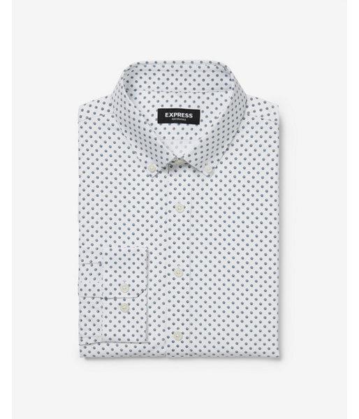 Express Mens Express Mens Extra Slim Diamond Print Performance Wrinkle-resistant Dress