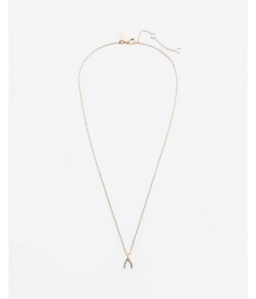 Express Embellished Wishbone Pendant Necklace