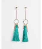 Express Womens Linear Leaf Charm Tassel Earrings