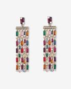 Express Womens Five Row Multi-color Linear Stone Drop Earrings