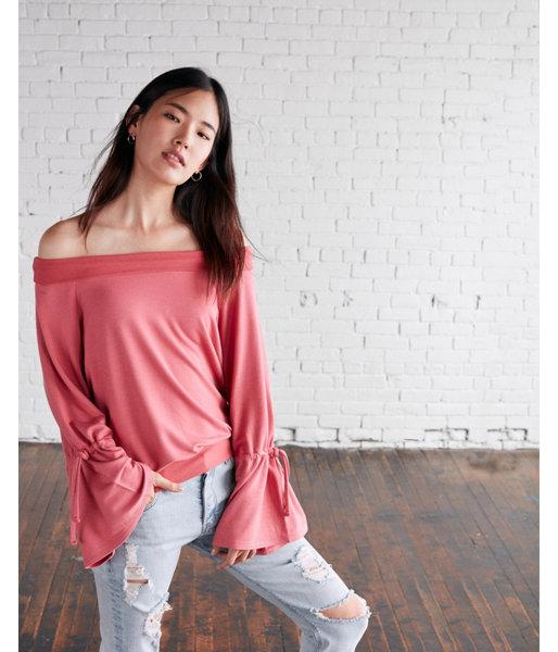 Express Womens Off The Shoulder Tie Sleeve