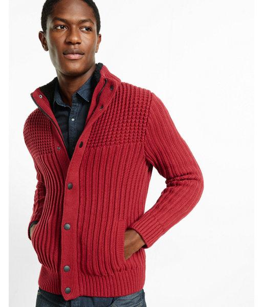 Express Mens Sherpa Lined Mock Neck Fleece