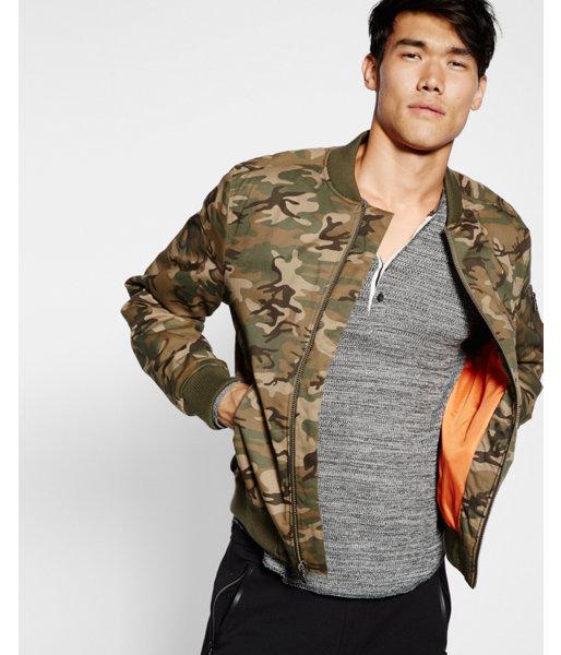 Express Mens Camo Ma-1 Bomber Jacket