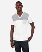 Express Mens Stripe Floral Pocket V-neck T-shirt