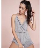 Express One Eleven Wrap Front Ruffle Romper
