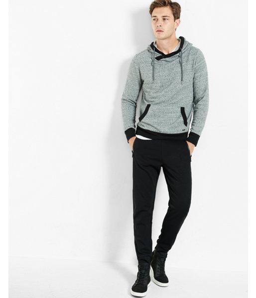 Express Mens Speckled Fleece Crossover Neck Hoodie