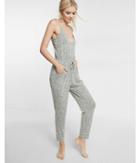 Express One Eleven Heathered Surplice Jumpsuit