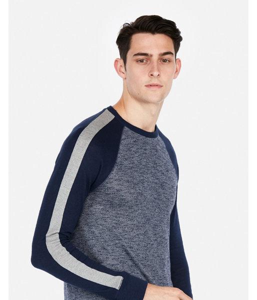 Express Mens Loose Knit Marled Baseball Tee