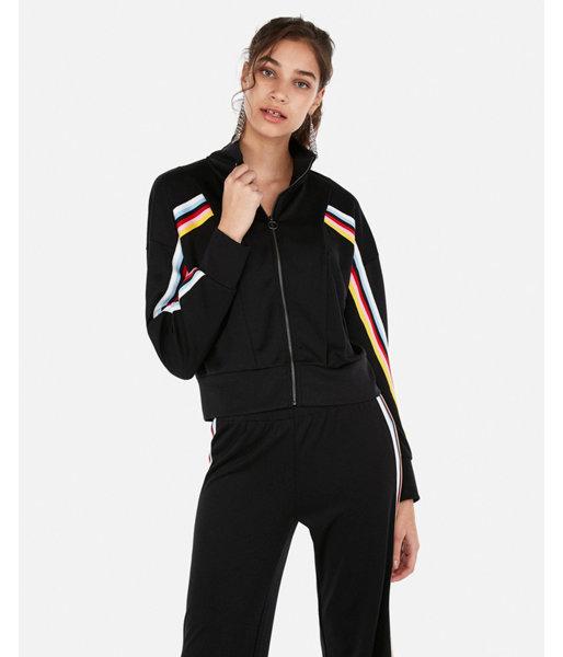 Express Womens Express One Eleven Varsity Stripe Track Jacket