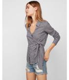 Express Womens Mixed Gingham Tie Front