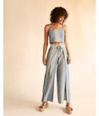 Express Womens High Waisted Split Leg Linen-blend Pant