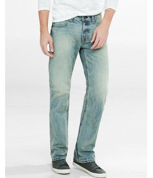 Express Mens Classic Fit Boot Leg Acid Wash Jeans