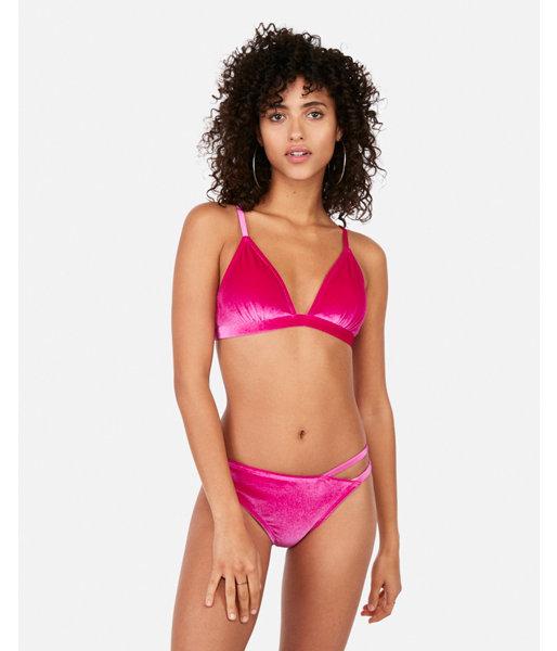 Express Womens Velvet Double Strap Cheeky Bikini Bottoms