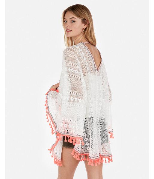 Express Womens V-back Lace Tassel Cover Up