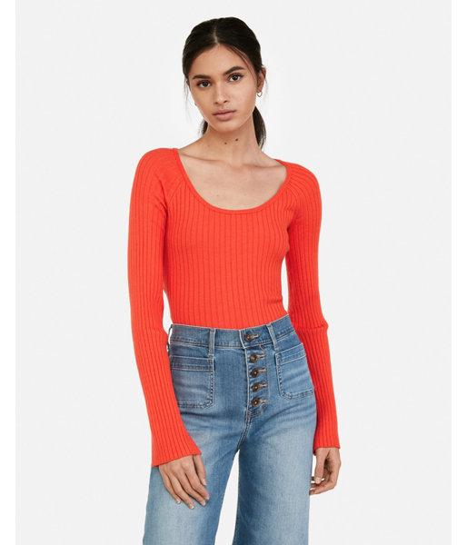 Express Womens Cropped Ribbed Pullover Stretch