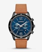 Express Mens Express Mens Brown Leather Strap Blue Face Multi-function Whittier Watch