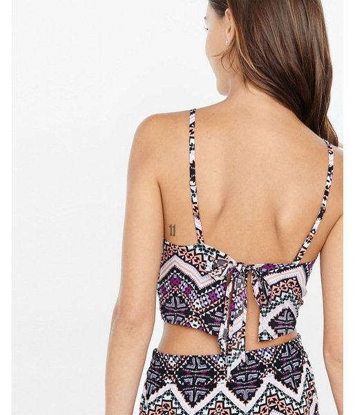 Express Womens Geo Chevron Print Cropped Halter Top