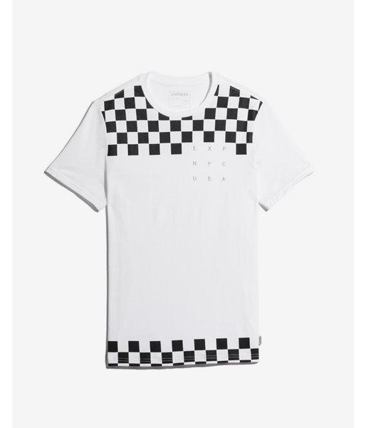 Express Mens Exp Nyc Check Reflective Graphic Tee