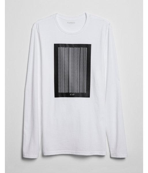 Express Mens Tonight Long Sleeve Cotton Graphic Tee