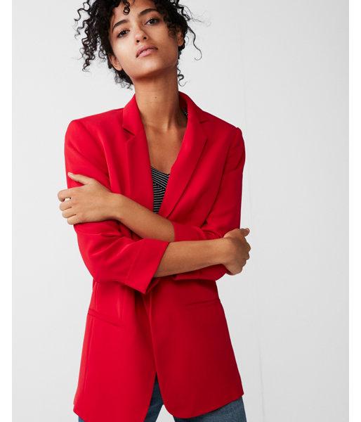 Express Womens Petite Rolled Sleeve Boyfriend Blazer