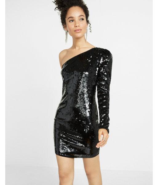 Express Womens One Shoulder Sequin